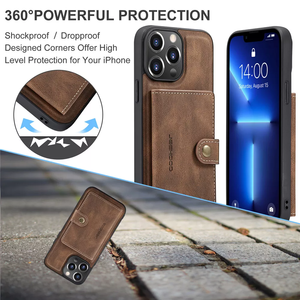 Funda de teléfono de cuero magnético desmontable Retro, cartera, tarjetero, funda de teléfono a prueba de golpes para <span class=keywords><strong>iPhone</strong></span> 13 14 15 - Product Image 5