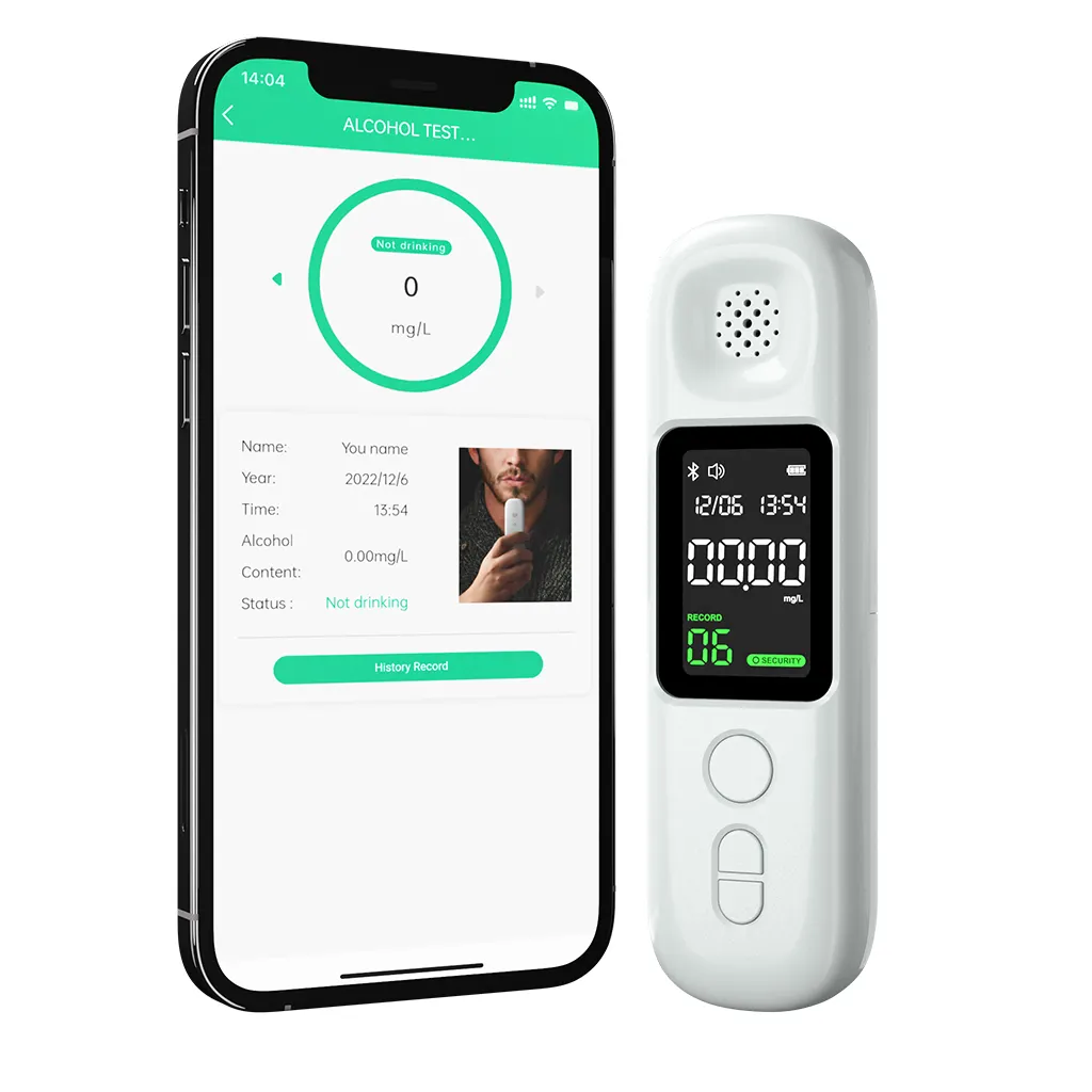 Akıllı taşınabilir nefes alkol test cihazı monitör alkol alkolmetre alkol ölçer bluetooth ile mobil uygulama