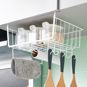 Cabinet Hanging <b>Basket</b> Wrought Iron <b>Rectangle</b> Hook Type <b>Storage</b> Rack For Kitchen Cabinet Organization - Product Image 2