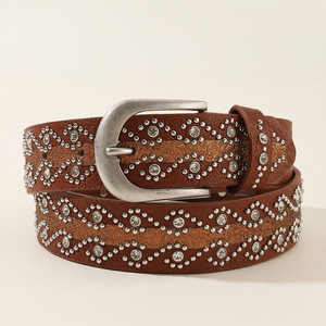<span class=keywords><strong>Ceinture</strong></span> <span class=keywords><strong>en</strong></span> cuir cloutée <span class=keywords><strong>en</strong></span> forme d'oeil avec strass <span class=keywords><strong>Ceinture</strong></span> à boucle ardillon <span class=keywords><strong>argent</strong></span>ée - Product Image 2