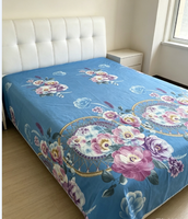 Drap plat imprimé en polyester et coton, doux, anti-boulochage, lavable en machine, pour toutes les saisons, pour la maison et l'hôtel