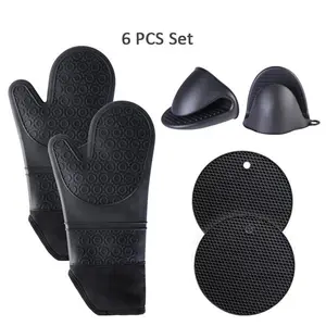 Hittebestendige Siliconen Oven Wanten Set 6 Stuks Met Mini Oven Handschoenen En Hot Pads Potholders Voor Keuken Bakken Koken