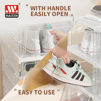 Organisateur de rangement pour chaussures Haixin à 3 niveaux, transparent, empilable, en plastique, pliable, boîtes de rangement pour chaussures, rangement pour l'entrée