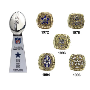 Anillo de Campeonato de Fútbol Americano NFL Personalizado para Jóvenes, Estilo Clásico, de Aleación con Piedra Natural, Pulido, de los Dallas Cowboys - Product Image 1