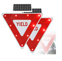 Señal de Cruce Peatonal LED con Energía Solar de 24 Pulgadas, Señal de Advertencia Intermitente Reflectante, Señal de Seguridad Vial de Aluminio Resistente