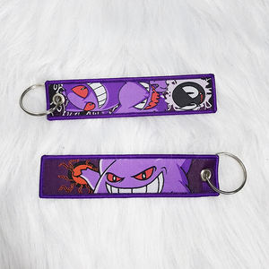 사용자 정의 자수 편지 로고 키 태그 비행 전 자수 키 체인 패브릭 비행기 제거 태그 키 체인 양면 - Product Image 1