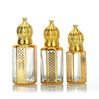 Huile de parfum de luxe Atar Glass du Moyen-Orient 3ml 6ml 9ml 12ml. Flacon de parfum arabe doré avec boîte d'emballage