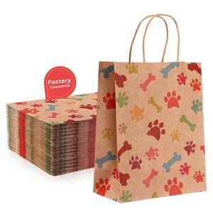 Sacs en papier kraft personnalisés en usine, sacs en papier à motif de patte, sacs cadeaux pour animaux de compagnie, sacs pour fêtes et événements, pour friandises et cadeaux pour animaux - Product Image 1