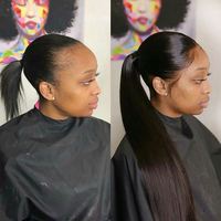 Extensions de cheveux naturels vierges indiens Remy non traités, en queue de cheval à cordon, ondulés, bouclés, raides – Vente directe usine