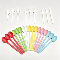 Ensemble de couverts de fête écologiques de qualité alimentaire, résistants, anti-graisse, blancs et noirs, en PLA biodégradable, jetables, avec logo personnalisé