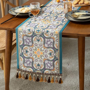 <span class=keywords><strong>Chemin</strong></span> <span class=keywords><strong>de</strong></span> <span class=keywords><strong>Table</strong></span> Jacquard Floral Géométrique Ethnique Classique Vintage 100% Polyester Tissé Technique Rectangle Décoration <span class=keywords><strong>de</strong></span> <span class=keywords><strong>Table</strong></span> à Manger - Product Image 4