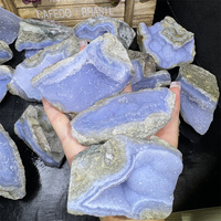 Cristales Naturales Fengshui de Alta Calidad, Piedra Curativa Hecha a Mano, Geoda de Ágata de Encaje Azul para Decoración