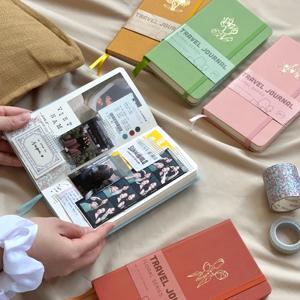 สมุดบันทึก LABON Floral Traveler's Notebook ปกหนังวีแกน กระดาษหนา 160 แกรม สมุดบันทึกขนาดพกพา 160 หน้า แบบตารางและจุด - Product Image 5