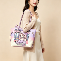 Sac fourre-tout tendance à imprimé anime dégradé, sac à main pour femmes avec mini pochette, grande capacité, vente en gros d'usine, personnalisable
