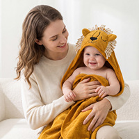 Couverture d'emmaillotage à capuche pour bébé 100 % coton à motif dessin animé, enveloppe d'emmaillotage pour nouveau-né, cape de bain pour bébé