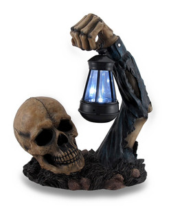 Luces Solares de Resina para Exteriores, Figura Decorativa Hh39829, Calavera <span class=keywords><strong>Sinister</strong></span> con Linterna LED, Decoración para Exteriores - Product Image 2
