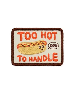 Too Hot To Handle Hot Dog Iron On Embroidery Patch for Baseball Hoodie