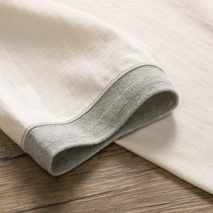 Erkek Retro tarzı beyaz tişört üç Pin <span class=keywords><strong>Henry</strong></span> yaka saf pamuk kısa gevşek Fit katı desen 3D etkisi amerikan tasarım boş - Product Image 3