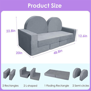 Juego de Sofá Modular de Bloques de Construcción para Niños de 2 a 4 Años, Tela de Espuma de Alta Elasticidad, Juguete Educativo Unisex - Product Image 2