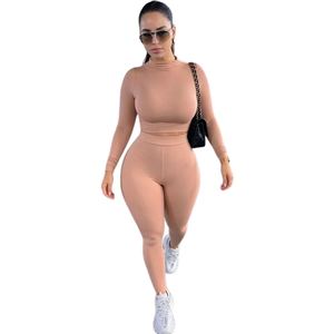 Conjunto de Dos Piezas para Mujer, <span class=keywords><strong>Top</strong></span> Corto Multicolor y Pantalones Deportivos Casuales, Ecológicos, de Secado Rápido, en Oferta, Diseño Sólido - Product Image 1