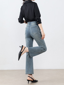2026 New Micro Flared Pants for Women, High Waisted and Slimming, <b>Elastic</b> Small Flared Cropped <b>Jeans</b> - Product Image 3