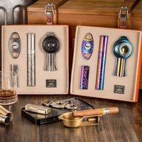 JIFENG T301 Coffret Cadeau de Luxe Portable en Métal pour Cigares avec Briquet/Cendrier/Tube/Cutter, Technologie de Gravure, Calibre 55-62