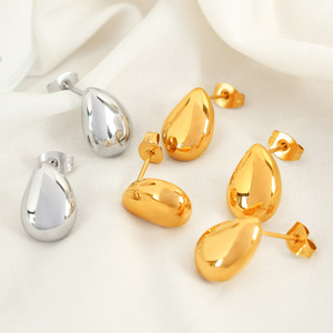 Teardrop <b>Stud</b> Earrings <b>Titanium</b> Steel Silver Gold Color Fashion Jewelry For Women - Product Image 1