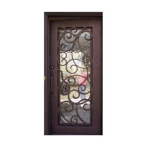 Puerta de entrada de hierro forjado de alta calidad de estilo moderno, rotura térmica - Product Image 4