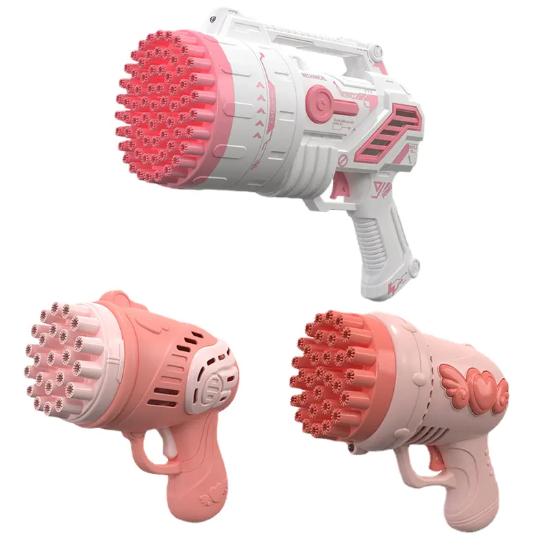 ألعاب HY لعبة بندقية فقاعات Shake 69 Machine Gatling Bazooka المضيئة للبيع بالجملة كشك أوتوماتيكي للأطفال