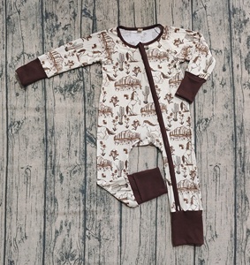 Précommande OEM personnalisé enfant en bas âge pyjamas bébés garçons automne gris Camouflage vacances bambou Zippy Footie barboteuse bébé dormeurs barboteuses - Product Image 2
