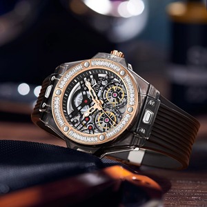 Montre automatique pour homme de luxe transparente, étanche, de haute qualité, avec bracelet en caoutchouc, personnalisable, livraison directe - Product Image 1
