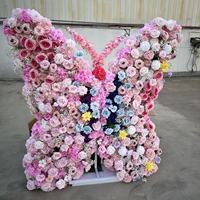 Personnalisation de toile de fond de mariage en forme de papillon, blanche, rose et bleue, 1,5 m x 1,5 m, pour une décoration de scène romantique