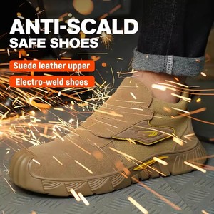 Bottes de sécurité pour hommes, chaussures de sécurité pour soudeurs, anti-écrasement, en cuir indestructible, bottes de travail à embout en acier, bottes de sécurité - Product Image 5