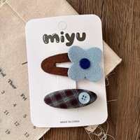 Barrettes à nœud papillon style coréen pour filles, pinces à franges vintage, accessoires capillaires automne-hiver, vente en gros, pinces à cheveux à nœud bleu à carreaux