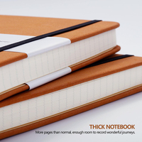 Carnet à spirale classique en cuir PU épais personnalisé en usine avec boucle pour stylo, format A5, ligné collège, pochette d'écriture en PP, avec bande de maintien