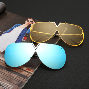 Lunettes de <span class=keywords><strong>soleil</strong></span> à monture métallique surdimensionnées pour femmes et hommes, lunettes de <span class=keywords><strong>soleil</strong></span> <span class=keywords><strong>miroir</strong></span> à la mode - Product Image 4