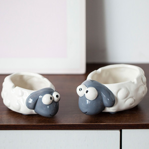 Ceramic Sheep <b>Ashtray</b> White Porcelain Cartoon Style Desktop Decoration For Living Room Home Gift - Product Image 2