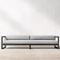 Ensemble de canapés d'extérieur en alliage d'aluminium sans rotin, style américain, mobilier de patio moderne pour balcon, parc, villa, hôtel, appartement
