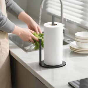 Support de Rouleau d'Essuie-Tout de Cuisine 2026 Noir en Acier Inoxydable Premium avec Base Lestée pour Comptoir - Product Image 2