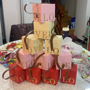 Boîte d'emballage vide personnalisée en or pour mariage, carrée, blanche, à main, pour chocolat, bonbons, parfum, boîte cadeau tendance - Product Image 3