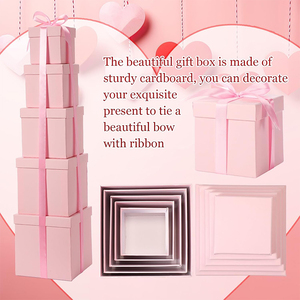 Y802 Wholesale Square <strong>Nesting</strong> <strong>Box</strong> Fast Delivery Rigid Cardboard Small Gift Boxes Premium Empty Gift <strong>Box</strong> with Lid and Ribbon - Product Image 3