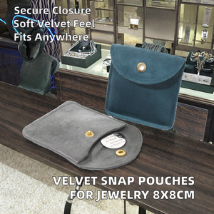 Soft Velvet Jewelry Pouch with Snap Button Portable <b>Envelope</b> Style Storage Bag for Earrings Necklaces Rings Small <b>Gifts</b> 8*8cm - Product Image 2