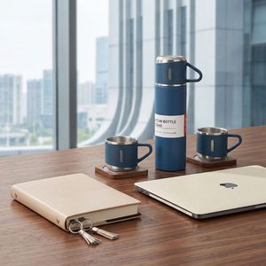 Vasos de Acero Inoxidable de 500 ml, Contenedor de Bebidas Portátil a Prueba de Fugas, Juego con 3 Tazas, Botella de <span class=keywords><strong>Agua</strong></span> Aislada, Termo - Product Image 2