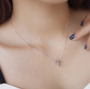 <span class=keywords><strong>Cubo</strong></span> de <span class=keywords><strong>Rubik</strong></span> mágico cuadrado personalizado, collar con colgante de plata de ley 925, diseño de ventana de amor bonito de circón para mujeres para fiestas - Product Image 6