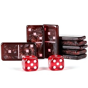 Dominos en résine marron double six 9 28 pièces avec points imprimés, logo personnalisé multicolore, jeu de dominos éducatif de bureau - Product Image 4