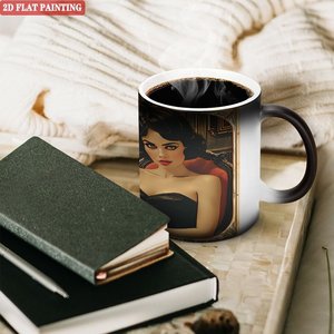 Tasse magique quotidienne en céramique noire givrée 11oz sensible à la chaleur - Product Image 3