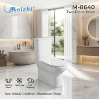 WC de luxe en céramique blanche, deux pièces, à chasse directe, sans bride, siphon en P, sortie horizontale 180 mm, économie d'eau