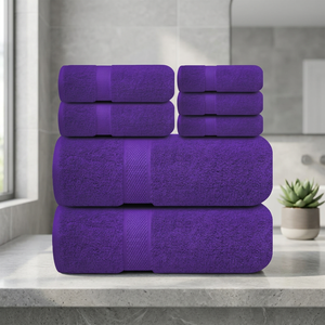 Juego de Toallas de Baño ORCHID Color Púrpura, 6 Piezas, Suaves y Absorbentes, de Algodón Orgánico Ecológico, Calidad de Hotel para el Hogar - Product Image 1