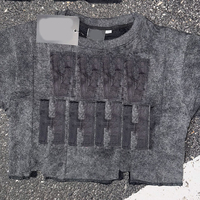 T-shirt Homme YSJY Personnalisé Coupe Ample Épaules Tombantes Broderie Appliquée Effet Vieilli Coupe Courte