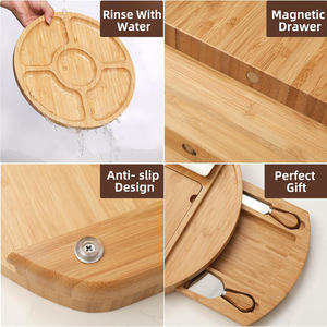 Juego de bandejas de servir de bambú de 15.75x12.99 pulgadas con cuchillos para queso, para aperitivos, frutas, vino y decoraciones para el hogar - Product Image 4
